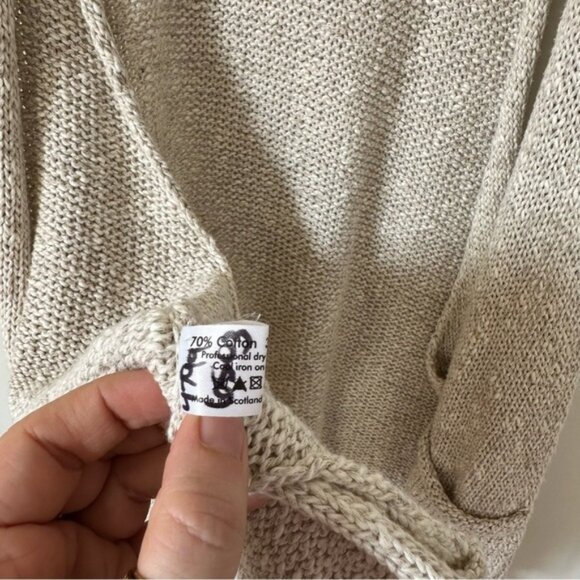 Eskandar Cotton Linen Blend Rolled Open Front Sweater Vest One Size - Picture 7 of 9